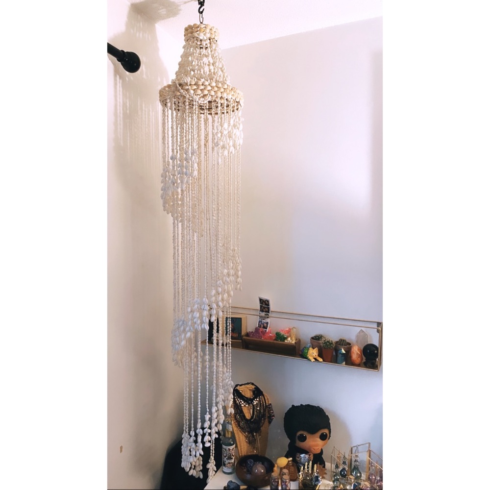 SOLD Vintage Cascading Seashell Chandelier